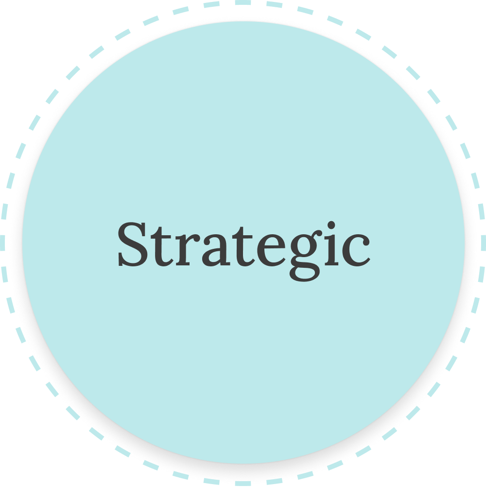 blue circle with strategic as text